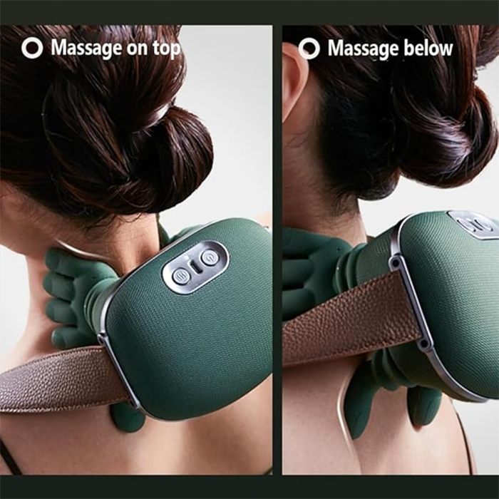 Neck and shoulder massager used on upper back with adjustable strap in Qatar