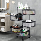 Homesouq Qatar kitchen organizer rack, metal rotatable rack rotating shelf for kitchen cart storage with wheels