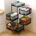 Homesouq Qatar rotatable rack kitchen rotating storage rack, sleek rotating shelf for kitchen with wheels