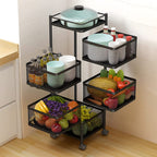 Homesouq Qatar rotatable rack kitchen rotating storage rack, sleek rotating shelf for kitchen with wheels