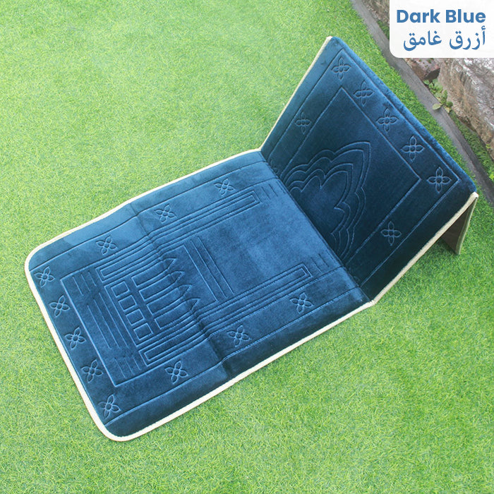 Islamic Folding Meditation Mat Prayer Rug Portable Mat for Home Decor Dark blue