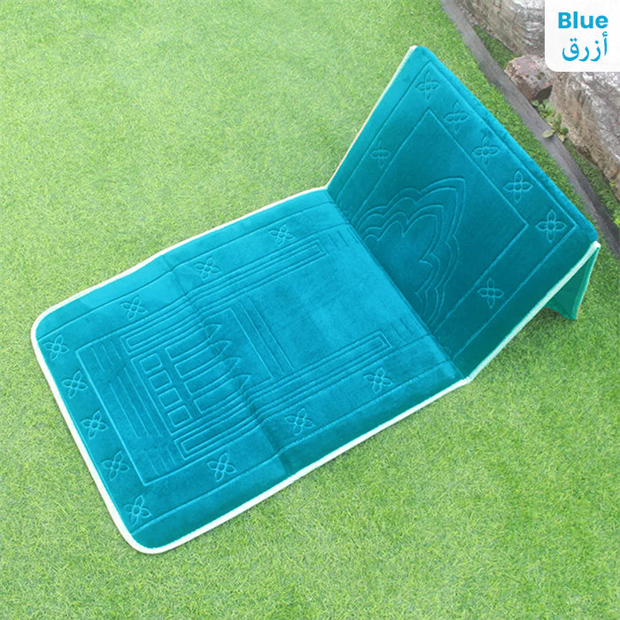 Islamic Folding Meditation Mat Prayer Rug Portable Mat for Home Decor blue