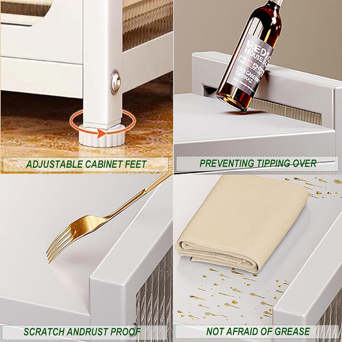 Kitchen Dish Rack, Countertop Storage Cabinet, Microwave Stand, Bakers Rack Adjustable