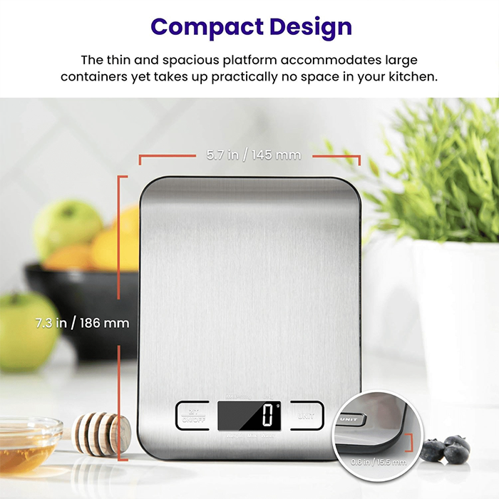 Kitchen Scales Digital Food Scale, Electronic Cooking Scale with LCD Display compact design