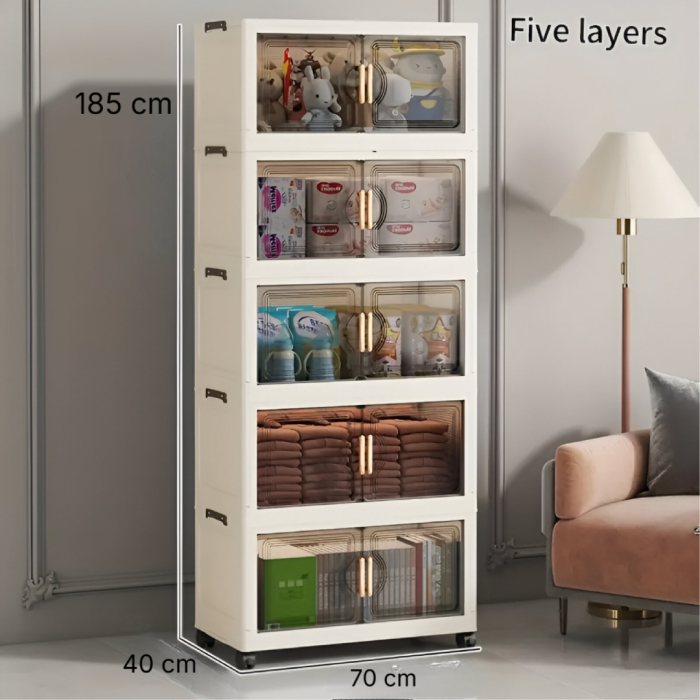 Kitchen Storage Rack Floor-standing Household Large-capacity Removable Storage Cabinet Five layers