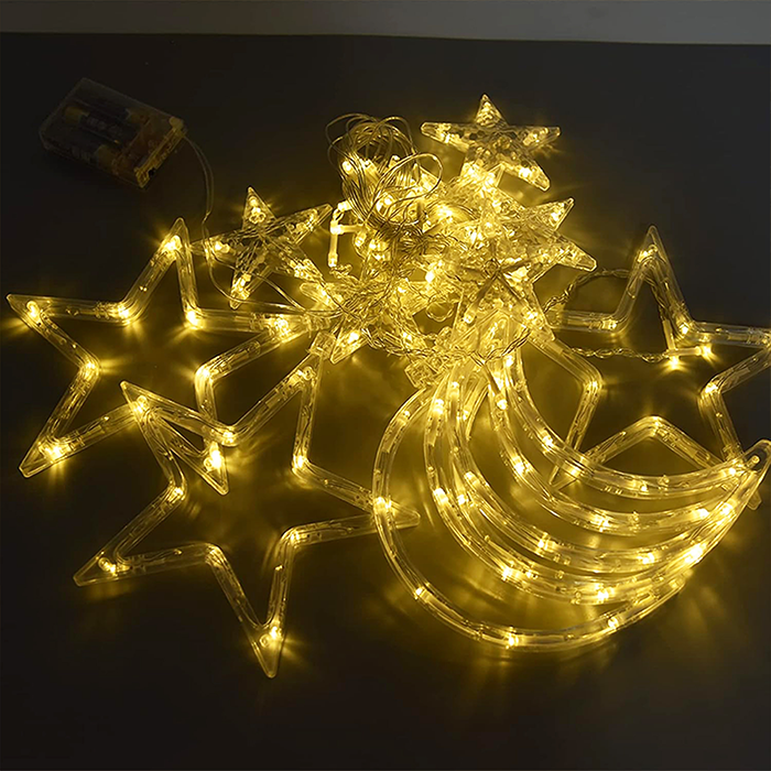 LED star and moon string lights, decorative fairy lights for home, bedroom, and festive decor 3.5m