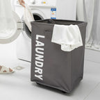 Large Rolling Laundry Basket with Handle on Wheels, Foldable Laundry Hamper