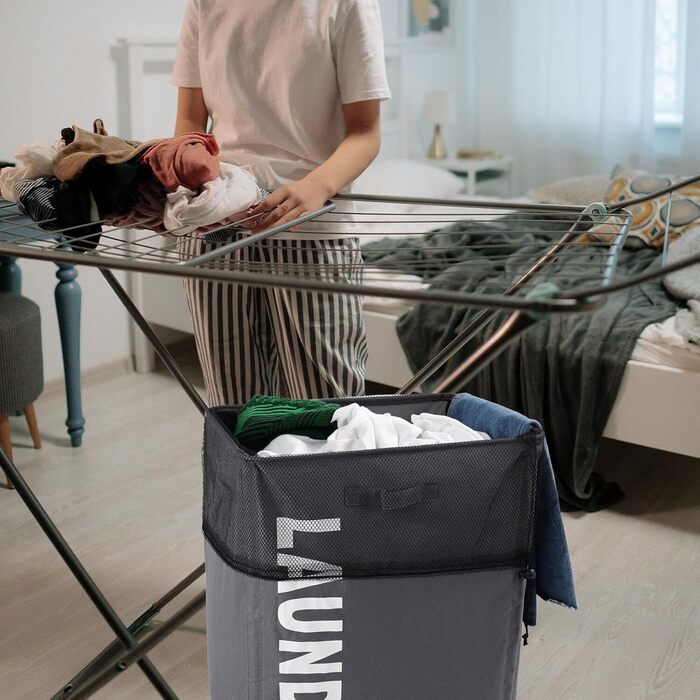 Large Rolling Laundry Basket with Handle on Wheels, Foldable Laundry Hamper  Easy Mobility