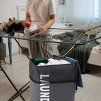 Large Rolling Laundry Basket with Handle on Wheels, Foldable Laundry Hamper  Easy Mobility