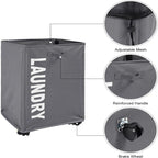 Large Rolling Laundry Basket with Handle on Wheels, Foldable Laundry Hamper brake wheel