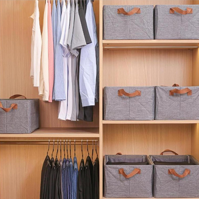 Large Storage Baskets for Shelves, Metal Frame Cloth Wardrobe Storage Organizer easy to store