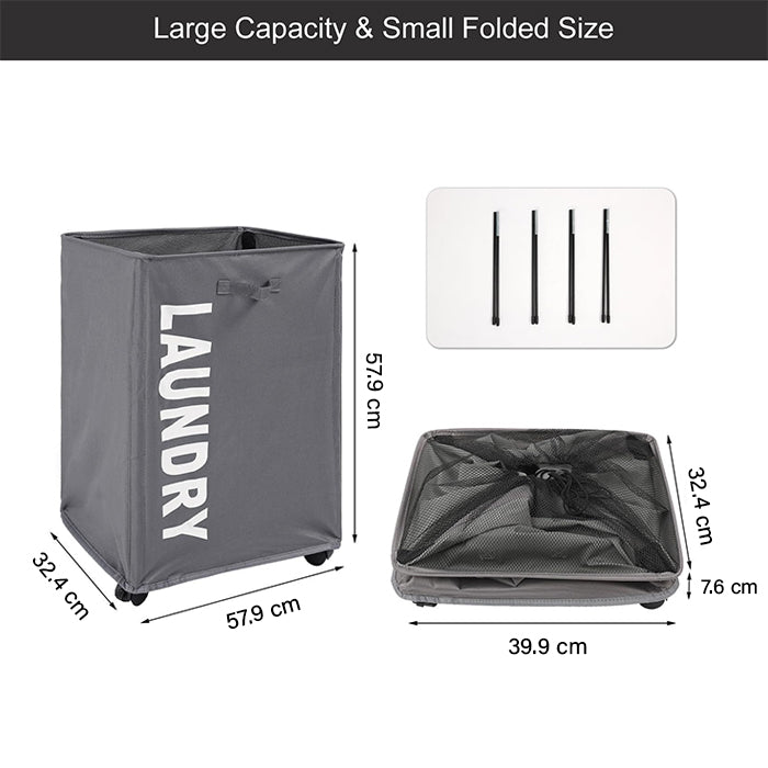 Foldable Laundry Basket Bag With Wheels