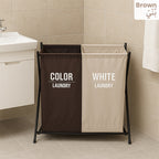 Laundry Basket Collapsible, Clothes Hamper For Bedroom, Waterproof Laundry Hamper metal frame- Brown