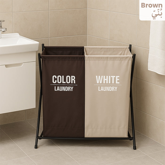 Laundry Basket Collapsible, Clothes Hamper For Bedroom, Waterproof Laundry Hamper metal frame- Brown