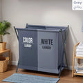 Laundry Basket Collapsible, Clothes Hamper For Bedroom, Waterproof Laundry Hamper metal frame- Grey