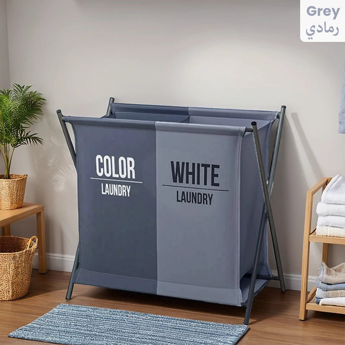 Laundry Basket Collapsible, Clothes Hamper For Bedroom, Waterproof Laundry Hamper metal frame- Grey