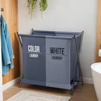 Laundry Basket Collapsible, Clothes Hamper For Bedroom, Waterproof Laundry Hamper metal frame