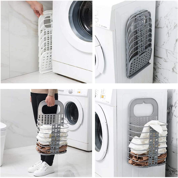 Laundry Hamper Bag for  Home, Office, Wall Mounted Bathroom Hanging Foldable Plastic Laundry storage Basket high quality