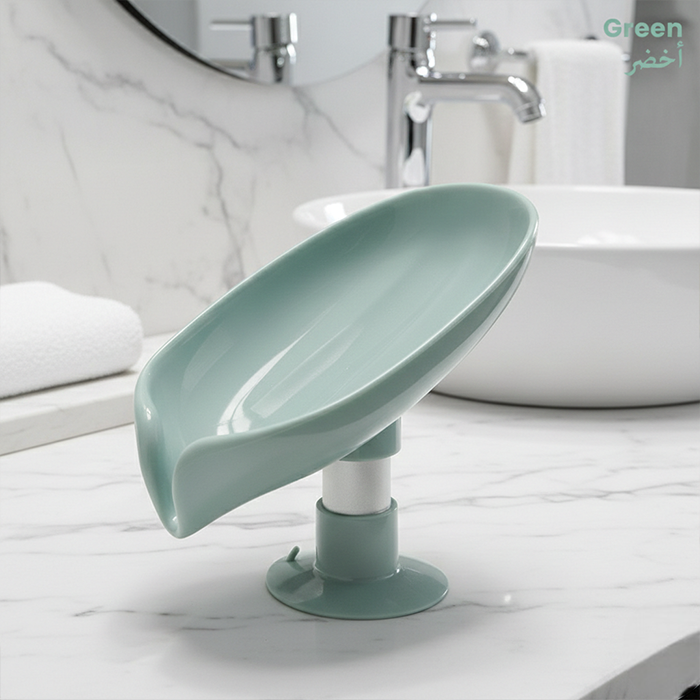 Leaf-Shape Self Draining Soap Dish Holder Easy Clean Soap Dish for Shower with Suction Cup green Qatar