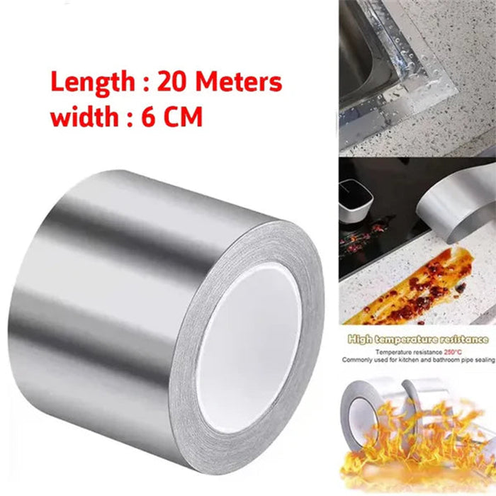 Leakproof Aluminum Foil Tape, High Temp. Resistant Waterproof Sink Sticker Anti-Mold Tape