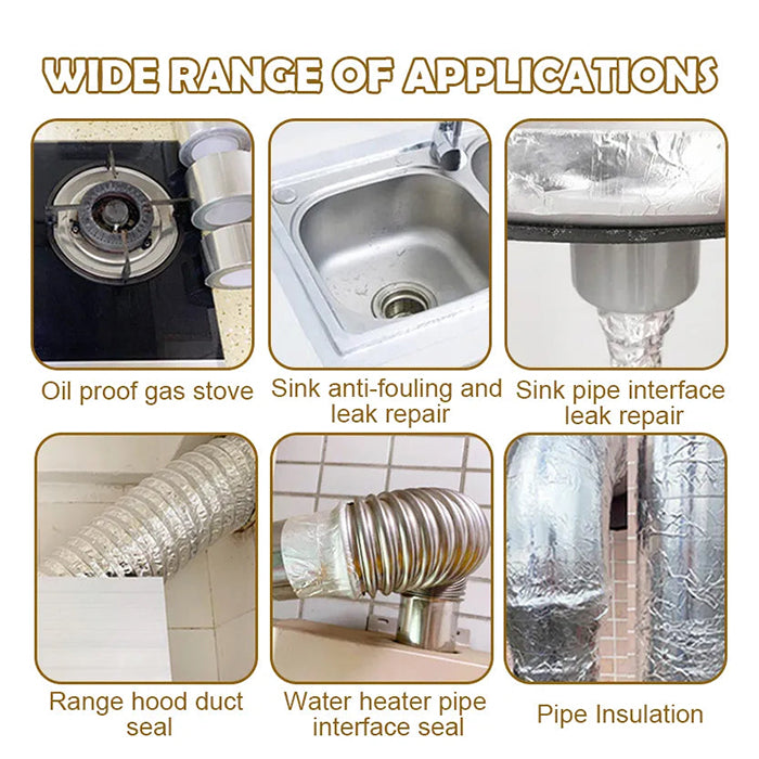 Leakproof Aluminum Foil Tape, High Temp. Resistant Waterproof Sink Sticker Anti-Mold Tape applications