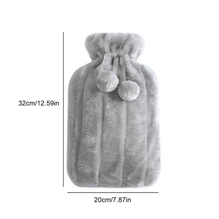 Leakproof rubber hot water bottle with soft plush cover for hot and cold therapy, hand warmer, foot warmer, and pain relief