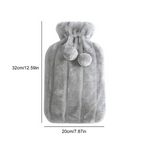 Leakproof rubber hot water bottle with soft plush cover for hot and cold therapy, hand warmer, foot warmer, and pain relief