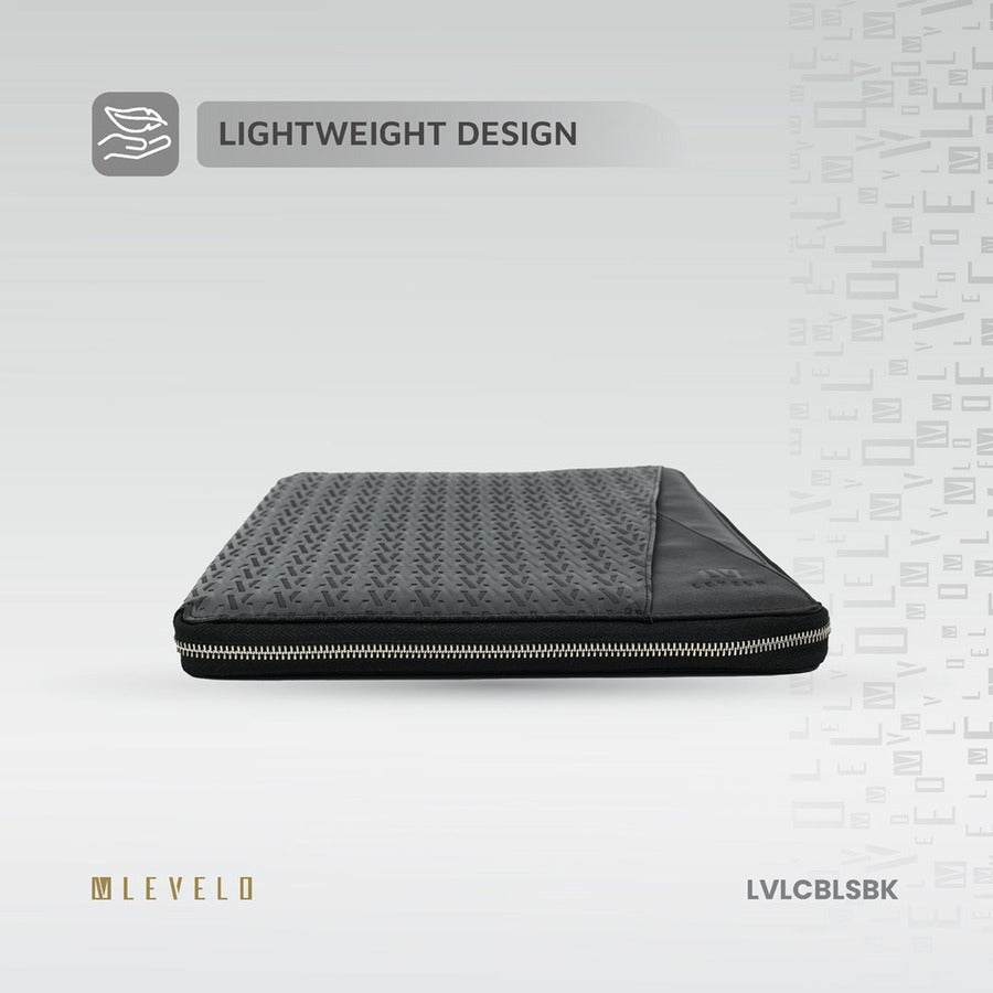 Levelo Cristallo Booktype Laptop Sleeve - Black Lightweight Design
