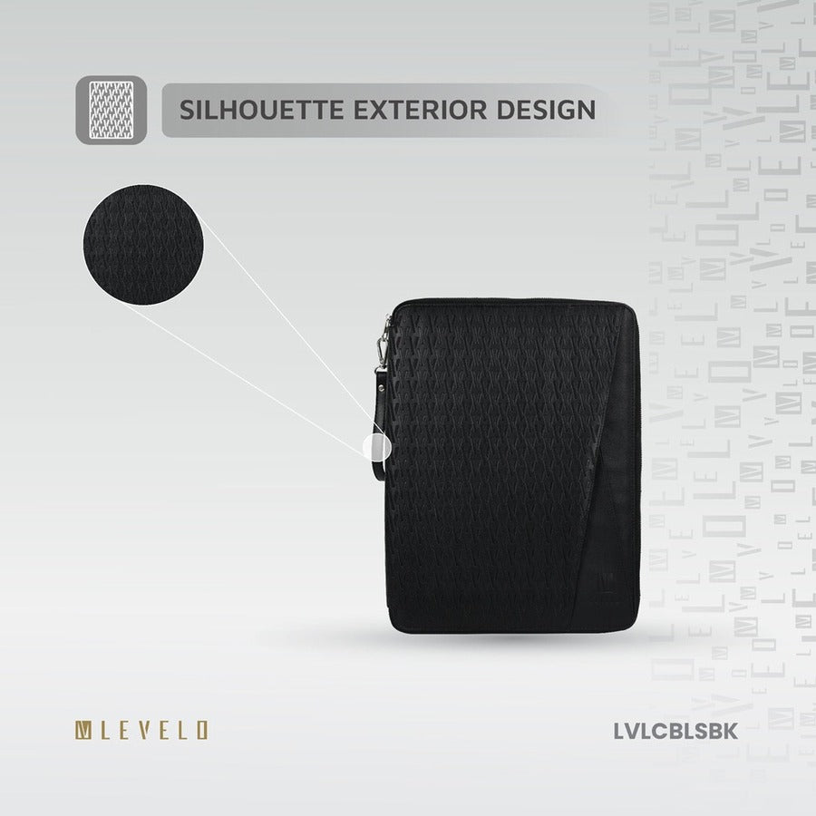 Levelo Cristallo Booktype Laptop Sleeve - Black Silhouette Exterior

