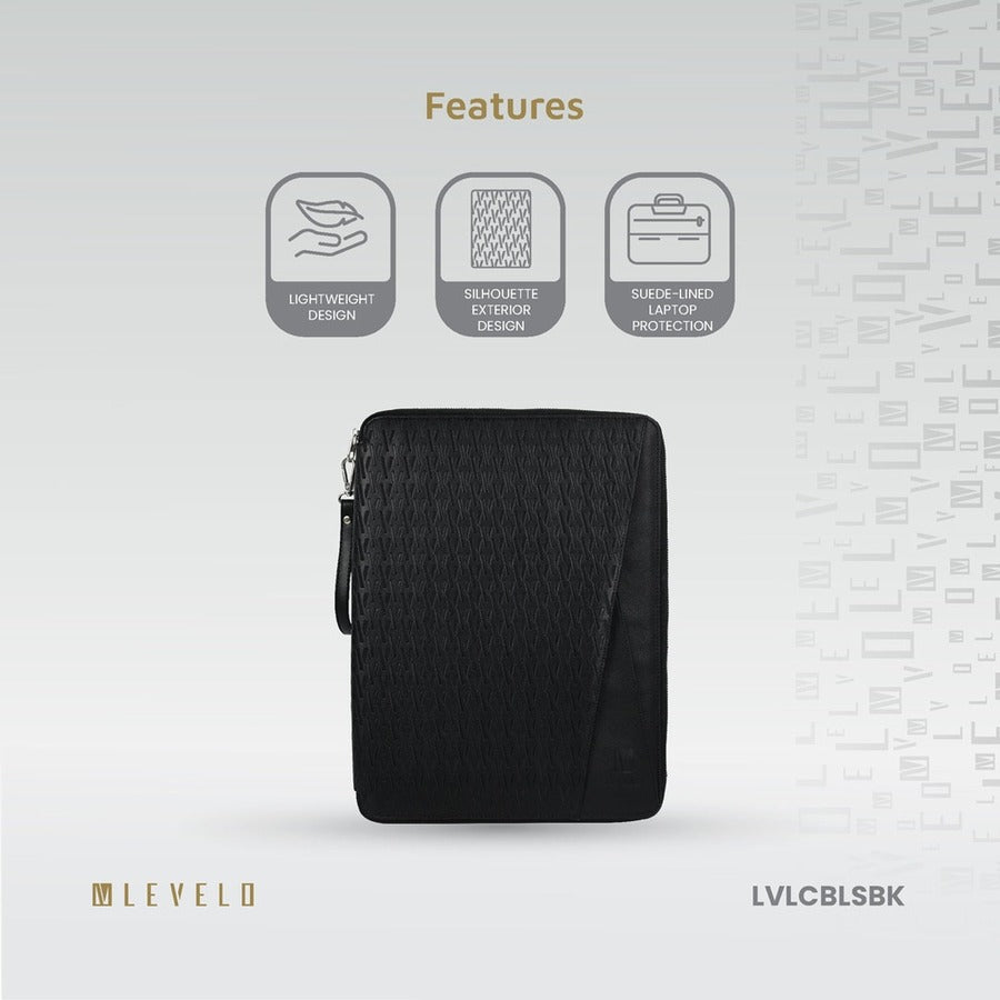 Levelo Cristallo Booktype Laptop Sleeve - Black features