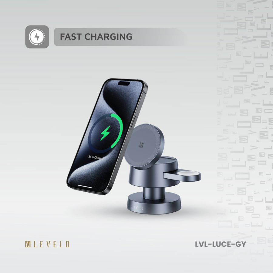 Levelo Luce 4-in-1 Charger powers your iPhone, iWatch, and AirPods at once with up to 15W output Fast charging
