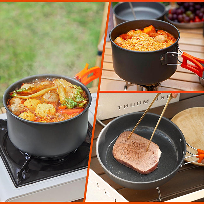 Compact camping cookware ideal for outdoor cooking, portable cookware set by Homesouq Qatar