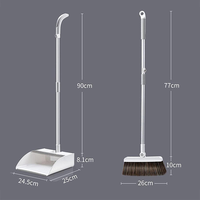 180° Rotatable Standing Brooms, Indoor Storage Buckle Type Brooms and Dustpan Set with Scraping Teeth dimensions
