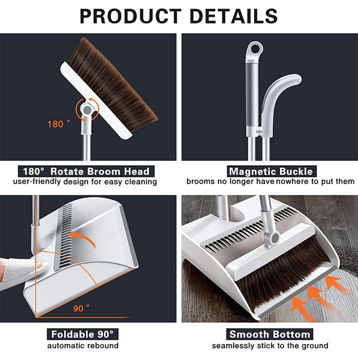 Magnetic Household Broom with Dustpan product details