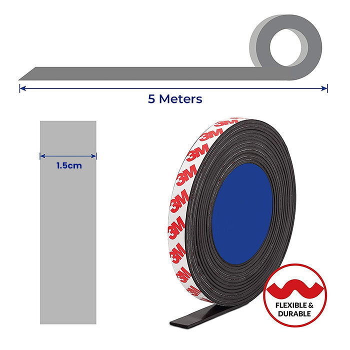 Magnetic Tape Roll with 3M Strong Adhesive Backing. Perfect for DIY, Art Projects, whiteboards meters