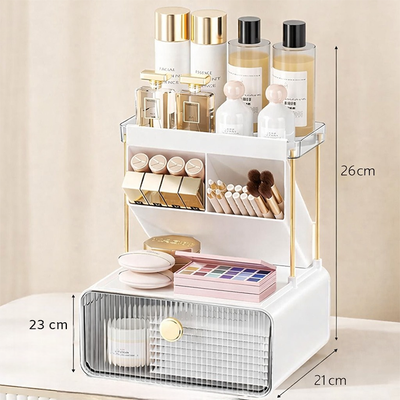 Transparent acrylic makeup box with drawers, compact makeup storage box for organizing cosmetics at home Qatar
