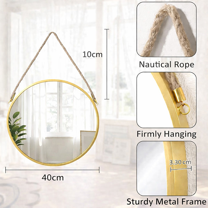 Elegant hanging mirror enhancing home decor with circle mirror – Homesouq Qatar