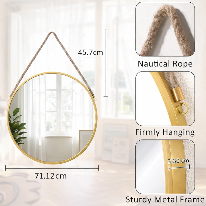 Elegant hanging mirror enhancing home decor with circle mirror – Homesouq Qatar