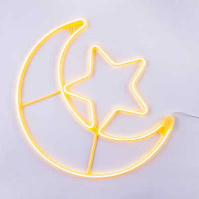Large crescent Ramadan moon light decorative LED star lights for indoor use Qatar
