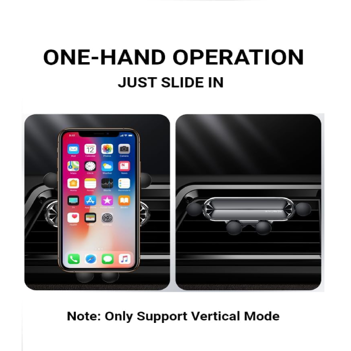 Mobile Phone Holder for Car - 360° Rotatable Gravity Sensing Smartphone Stand, Air Vent Clip Mount Mobile Cell Stand one hand operation
