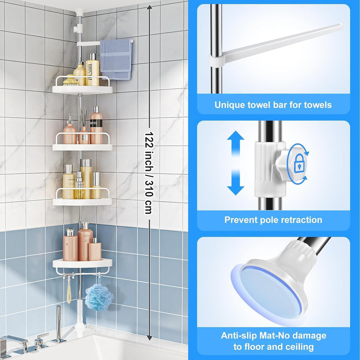 Modern bathroom shelf rack, adjustable wall mounted corner shelf by Homesouq Qatar