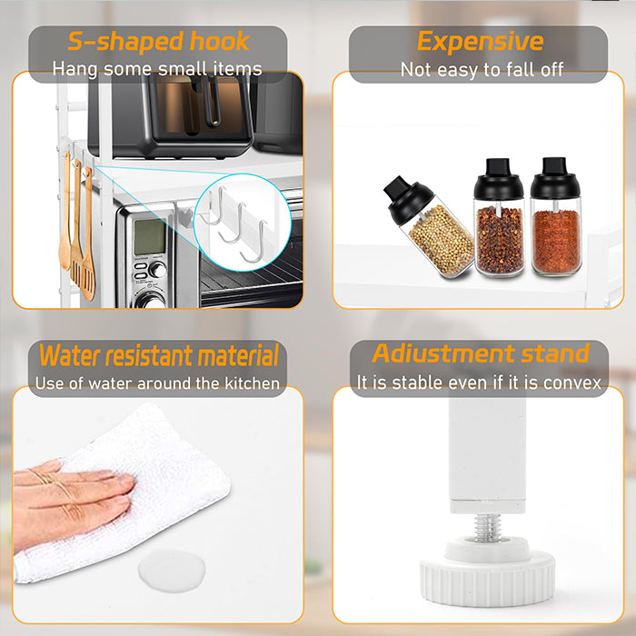 Space-saving microwave oven rack with reliable microwave oven shelf and stand for countertops, Homesouq Qatar