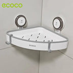 Suction cup corner shelf installed on bathroom wall for storage use in suction cup Homesouq Qatar
