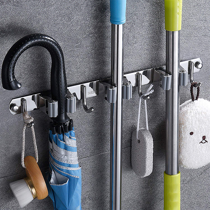 Mop Broom Holder Heavy Duty Stainless Steel Storage Organizer Heavy Duty Tool