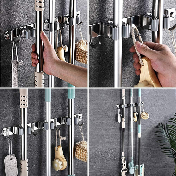 Mop Broom Holder Heavy Duty Stainless Steel Storage Organizer Heavy Duty Tool easy perfect fitting