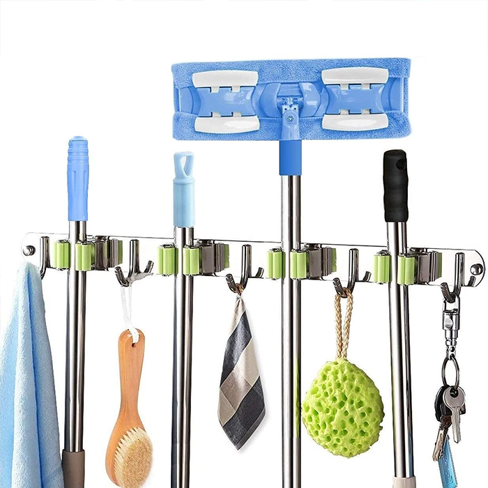 Mop Broom Holder Heavy Duty Stainless Steel Storage Organizer Heavy Duty Tool space saving
