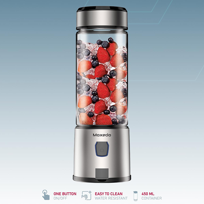 Moxedo Portable Juicer Blender USB Rechargeable 6 Stainless Steel Blades 15oz BPA Free 