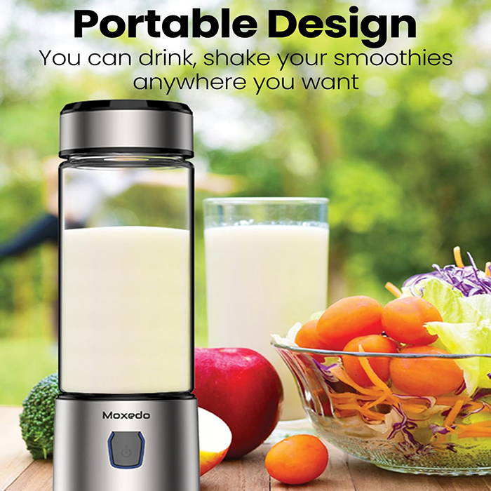 Moxedo Portable Juicer Blender USB Rechargeable 6 Stainless Steel Blades 15oz BPA Free portable design