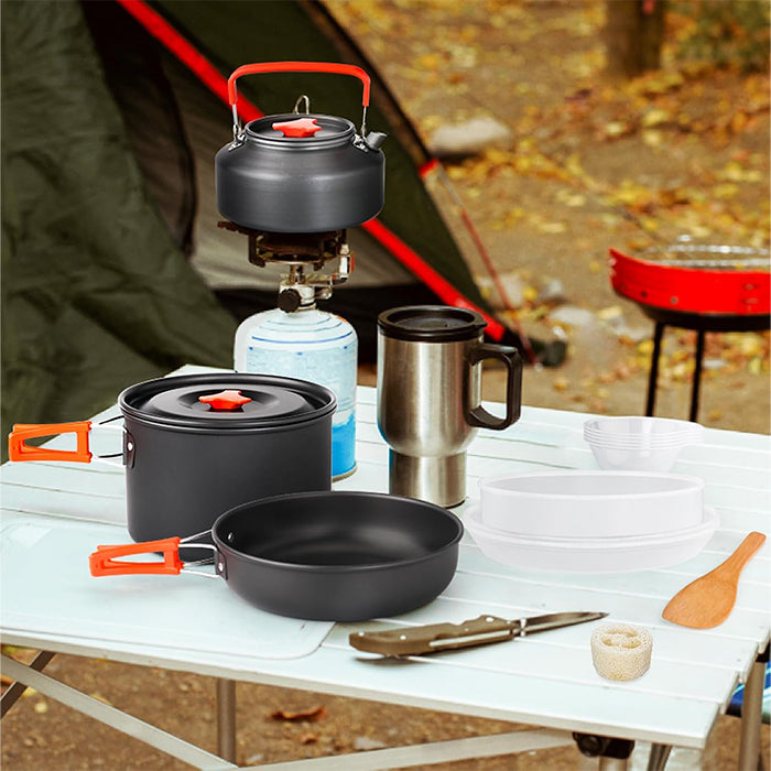 Essential camping cookware set for travel, lightweight and portable by Homesouq Qatar