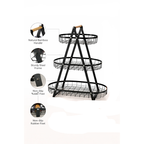 fruit basket organizer with bamboo handle and steel frame features Homesouq Qatar